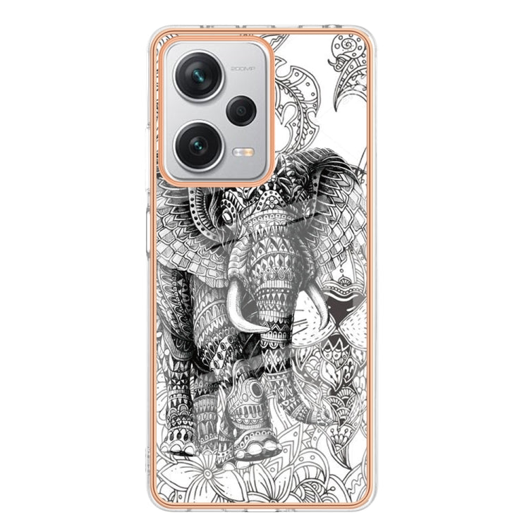 For Xiaomi Redmi Note 12 Pro+ Global Electroplating Marble Dual-side IMD Phone Case(Totem Elephant) - Xiaomi Cases by PMC Jewellery | Online Shopping South Africa | PMC Jewellery | Buy Now Pay Later Mobicred