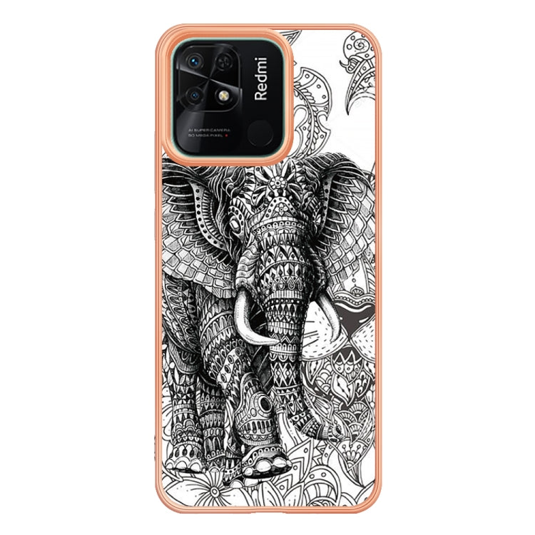 For Xiaomi Redmi 10C Electroplating Marble Dual-side IMD Phone Case(Totem Elephant) - Xiaomi Cases by PMC TechLife | Online Shopping South Africa | PMC TechLife | Buy Now Pay Later Mobicred
