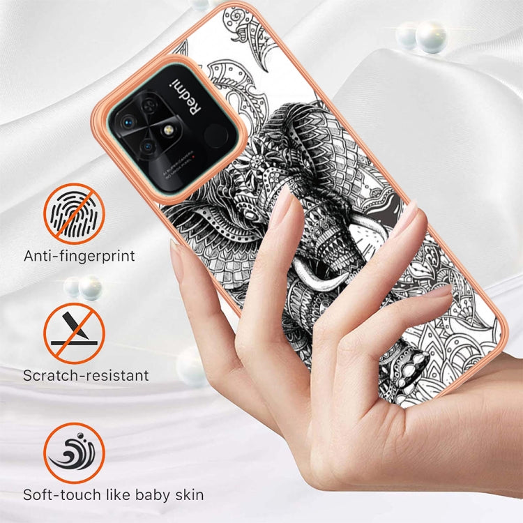 For Xiaomi Redmi 10C Electroplating Marble Dual-side IMD Phone Case(Totem Elephant) - Xiaomi Cases by PMC TechLife | Online Shopping South Africa | PMC TechLife | Buy Now Pay Later Mobicred