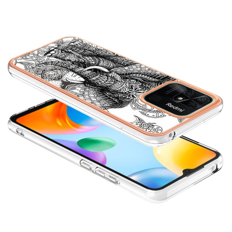 For Xiaomi Redmi 10C Electroplating Marble Dual-side IMD Phone Case(Totem Elephant) - Xiaomi Cases by PMC TechLife | Online Shopping South Africa | PMC TechLife | Buy Now Pay Later Mobicred
