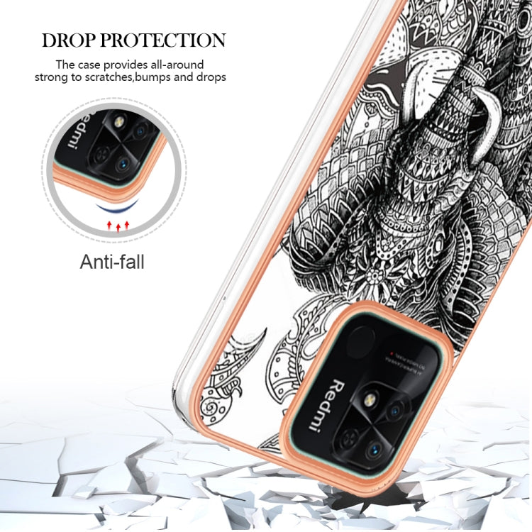 For Xiaomi Redmi 10C Electroplating Marble Dual-side IMD Phone Case(Totem Elephant) - Xiaomi Cases by PMC TechLife | Online Shopping South Africa | PMC TechLife | Buy Now Pay Later Mobicred