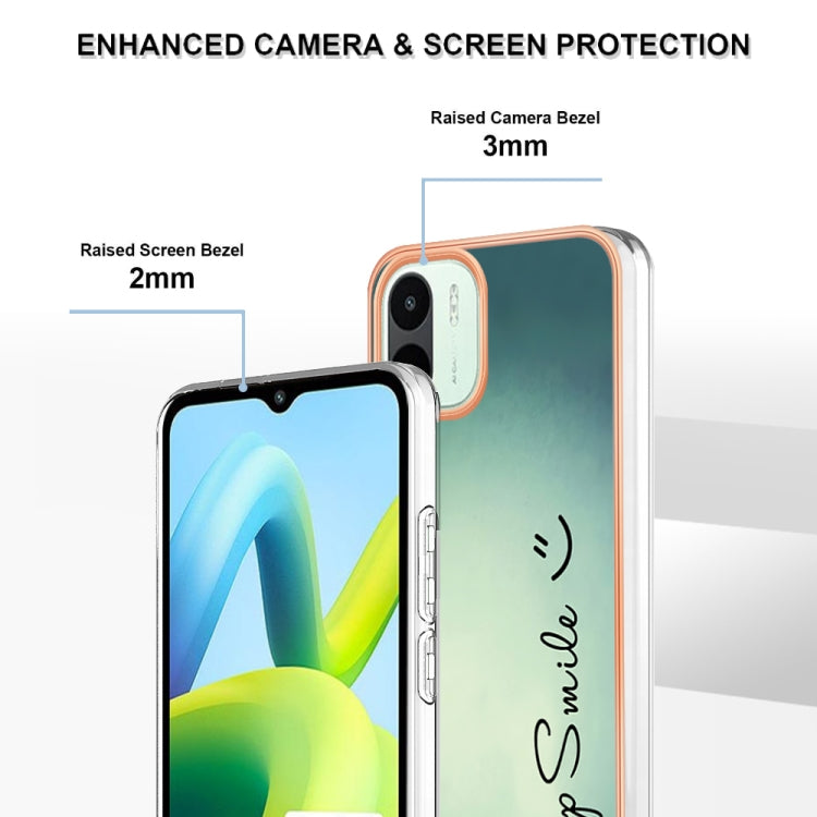 For Xiaomi Redmi A1 Electroplating Marble Dual-side IMD Phone Case(Smile) - Xiaomi Cases by PMC Jewellery | Online Shopping South Africa | PMC Jewellery | Buy Now Pay Later Mobicred