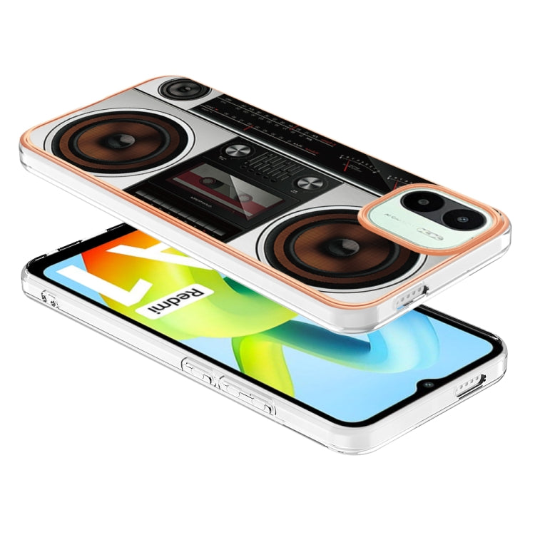 For Xiaomi Redmi A1 Electroplating Marble Dual-side IMD Phone Case(Retro Radio) - Xiaomi Cases by PMC Jewellery | Online Shopping South Africa | PMC Jewellery | Buy Now Pay Later Mobicred