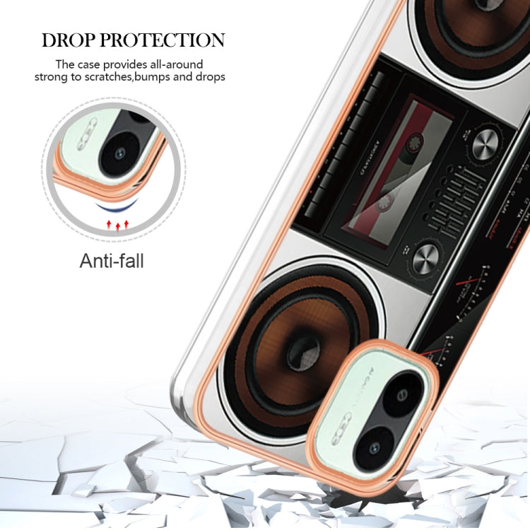 For Xiaomi Redmi A1 Electroplating Marble Dual-side IMD Phone Case(Retro Radio) - Xiaomi Cases by PMC Jewellery | Online Shopping South Africa | PMC Jewellery | Buy Now Pay Later Mobicred