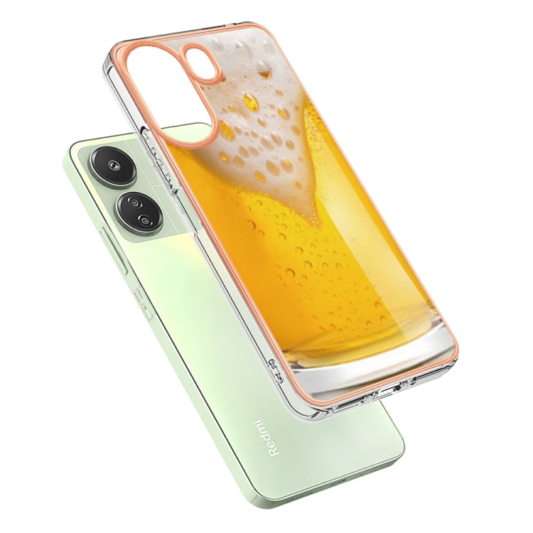 For Xiaomi Redmi 13C 4G Electroplating Marble Dual-side IMD Phone Case(Draft Beer) - 13C Cases by PMC Jewellery | Online Shopping South Africa | PMC Jewellery | Buy Now Pay Later Mobicred