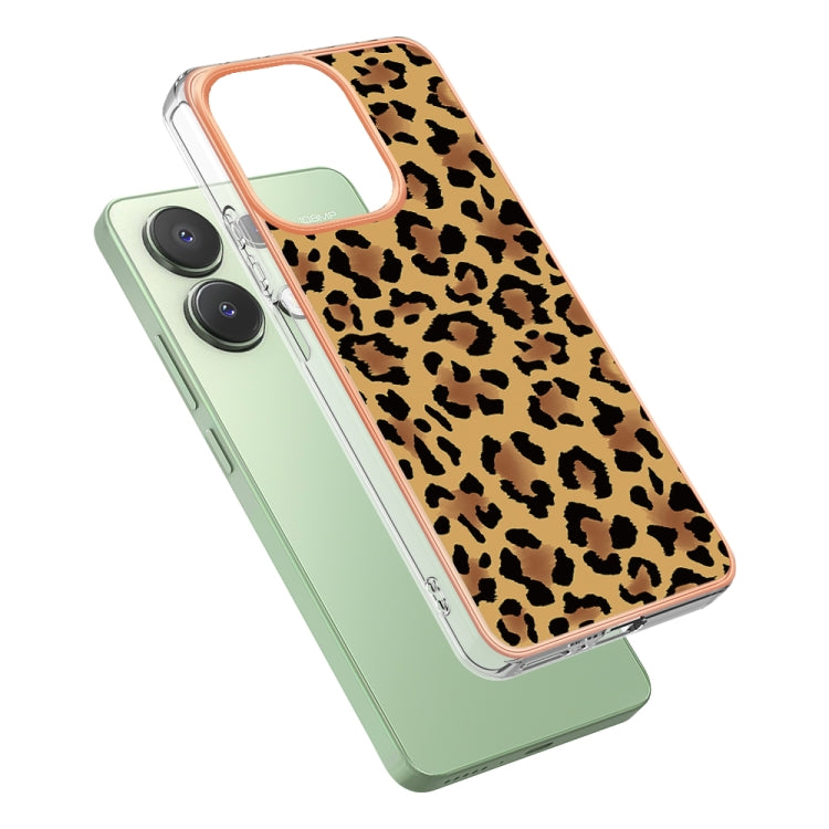 For Xiaomi Redmi Note 13 4G Global Electroplating Marble Dual-side IMD Phone Case(Leopard Print) - Note 13 Cases by PMC Jewellery | Online Shopping South Africa | PMC Jewellery | Buy Now Pay Later Mobicred