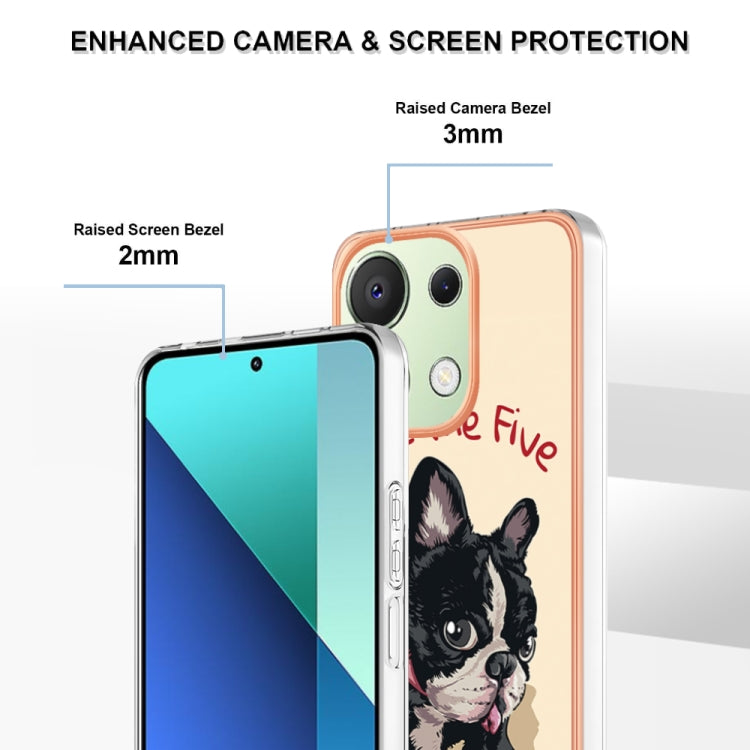 For Xiaomi Redmi Note 13 4G Global Electroplating Marble Dual-side IMD Phone Case(Lucky Dog) - Note 13 Cases by PMC Jewellery | Online Shopping South Africa | PMC Jewellery | Buy Now Pay Later Mobicred