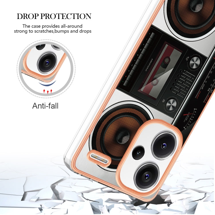 For Xiaomi Redmi Note 13 Pro+ 5G Electroplating Marble Dual-side IMD Phone Case(Retro Radio) - Note 13 Pro+ Cases by PMC TechLife | Online Shopping South Africa | PMC TechLife | Buy Now Pay Later Mobicred