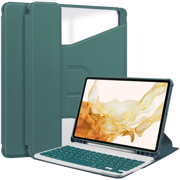 For Samsung Galaxy Tab S9+ 360 Rotation Transparent Smart Leather Case with Keyboard(Dark Green) - Galaxy Tab S9+ Cases by PMC Jewellery | Online Shopping South Africa | PMC Jewellery | Buy Now Pay Later Mobicred