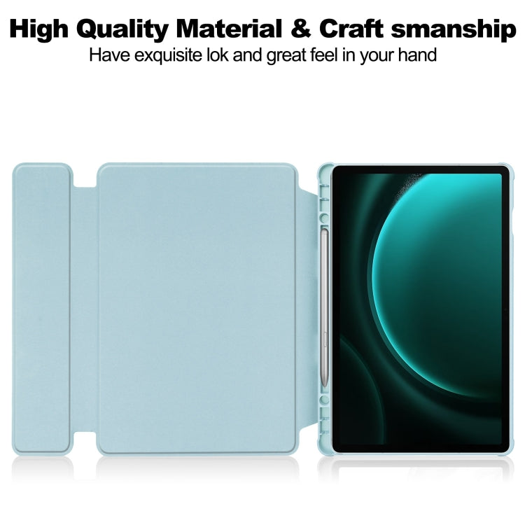 For Samsung Galaxy Tab S9 FE+ 360 Rotation Transparent Smart Leather Case with Keyboard(Sky Blue) - Galaxy Tab S9 FE+ by PMC TechLife | Online Shopping South Africa | PMC TechLife