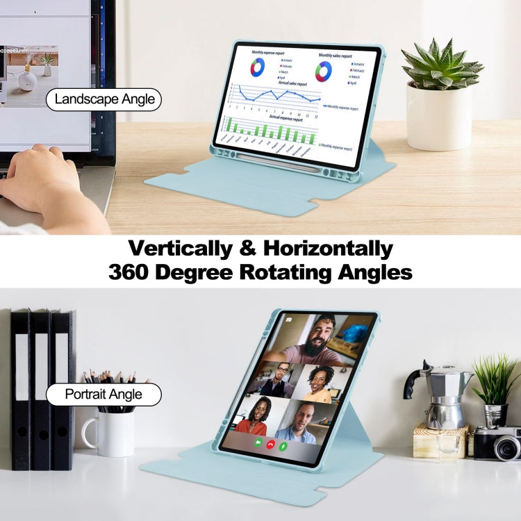 For Samsung Galaxy Tab S9 FE+ 360 Rotation Transparent Smart Leather Case with Keyboard(Sky Blue) - Galaxy Tab S9 FE+ by PMC TechLife | Online Shopping South Africa | PMC TechLife