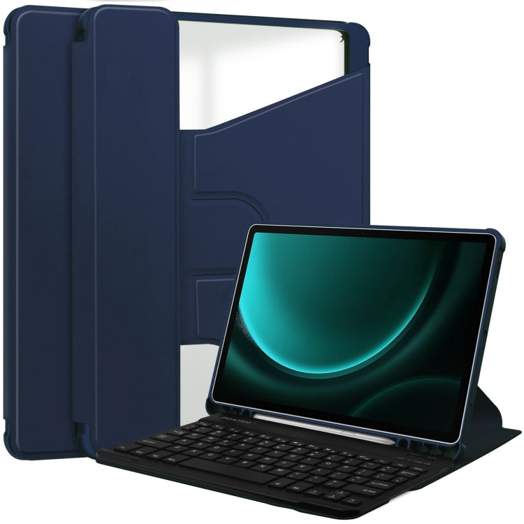 For Samsung Galaxy Tab S9 FE+ 360 Rotation Transparent Smart Leather Case with Keyboard(Dark Blue) - Galaxy Tab S9 FE+ by PMC TechLife | Online Shopping South Africa | PMC TechLife