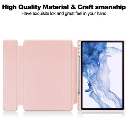 For Samsung Galaxy Tab S9 360 Rotation Transparent Smart Leather Case(Pink) - Galaxy Tab S9 Cases by PMC Jewellery | Online Shopping South Africa | PMC Jewellery | Buy Now Pay Later Mobicred