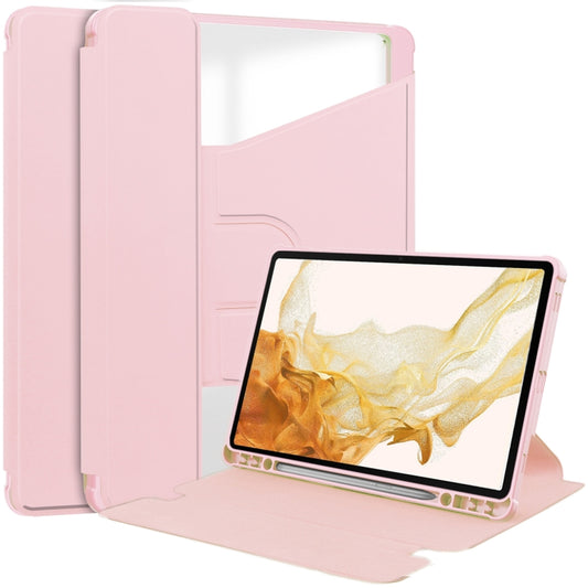 For Samsung Galaxy Tab S9+ 360 Rotation Transparent Smart Leather Case(Pink) - Galaxy Tab S9+ Cases by PMC Jewellery | Online Shopping South Africa | PMC Jewellery | Buy Now Pay Later Mobicred