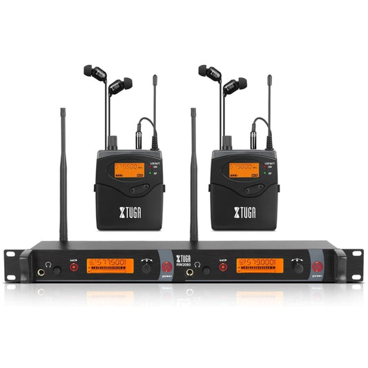 XTUGA RW2080 UHF Wireless Stage Singer In-Ear Monitor System 2 BodyPacks(EU Plug) - Microphone by XTUGA | Online Shopping South Africa | PMC Jewellery | Buy Now Pay Later Mobicred