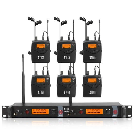 XTUGA RW2080 UHF Wireless Stage Singer In-Ear Monitor System 6 BodyPacks(US Plug) - Microphone by XTUGA | Online Shopping South Africa | PMC Jewellery | Buy Now Pay Later Mobicred