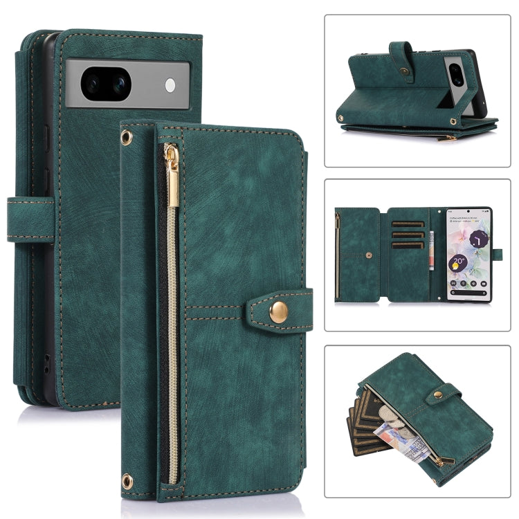 For Google Pixel 7a Dream 9-Card Wallet Zipper Bag Leather Phone Case(Green) - Google Cases by PMC TechLife | Online Shopping South Africa | PMC TechLife | Buy Now Pay Later Mobicred