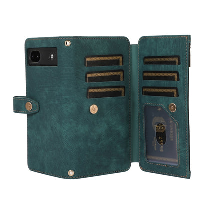 For Google Pixel 6a Dream 9-Card Wallet Zipper Bag Leather Phone Case(Green) - Google Cases by PMC Jewellery | Online Shopping South Africa | PMC Jewellery | Buy Now Pay Later Mobicred