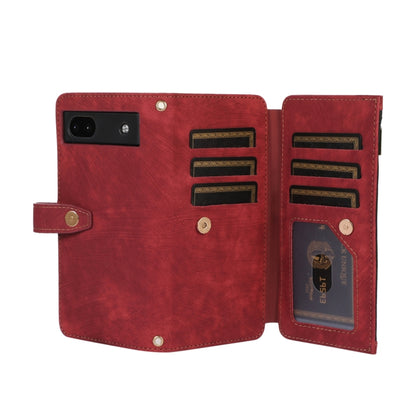 For Google Pixel 6a Dream 9-Card Wallet Zipper Bag Leather Phone Case(Red) - Google Cases by PMC Jewellery | Online Shopping South Africa | PMC Jewellery | Buy Now Pay Later Mobicred