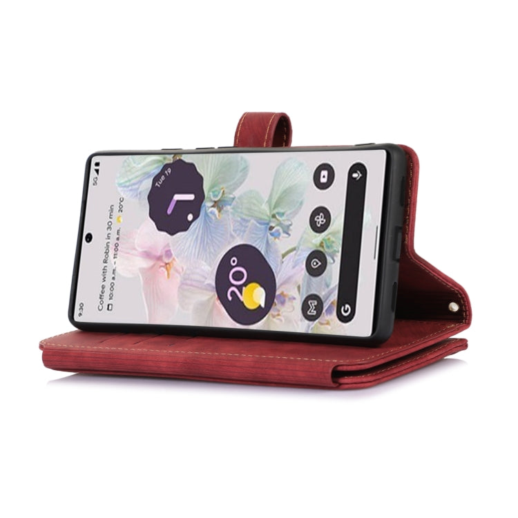 For Google Pixel 6a Dream 9-Card Wallet Zipper Bag Leather Phone Case(Red) - Google Cases by PMC TechLife | Online Shopping South Africa | PMC TechLife | Buy Now Pay Later Mobicred