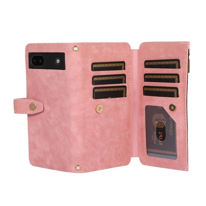 For Google Pixel 6a Dream 9-Card Wallet Zipper Bag Leather Phone Case(Pink) - Google Cases by PMC Jewellery | Online Shopping South Africa | PMC Jewellery | Buy Now Pay Later Mobicred