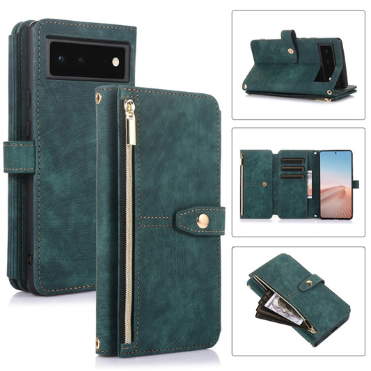 For Google Pixel 6 Dream 9-Card Wallet Zipper Bag Leather Phone Case(Green) - Google Cases by PMC Jewellery | Online Shopping South Africa | PMC Jewellery | Buy Now Pay Later Mobicred