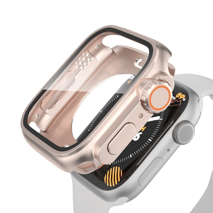 For Apple Watch Series 9 / 8 / 7 45mm Change to Ultra 49mm Waterproof All-Inclusive Film Hybrid PC Watch Case(Rose Gold) - Watch Cases by PMC Jewellery | Online Shopping South Africa | PMC Jewellery | Buy Now Pay Later Mobicred