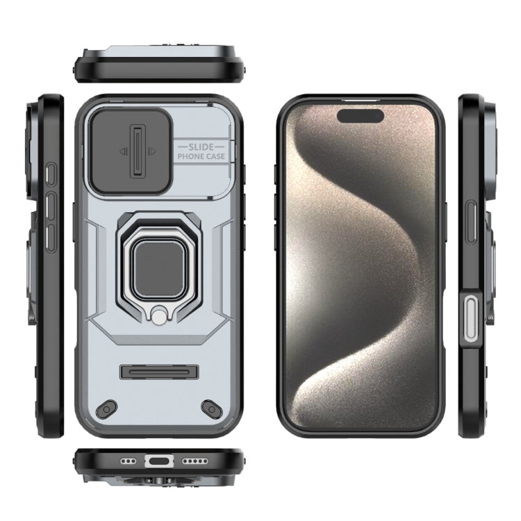 For iPhone 16 Pro Sliding Camshield TPU + PC Shockproof Phone Case with Holder(Grey) - iPhone 16 Pro Cases by PMC Jewellery | Online Shopping South Africa | PMC Jewellery | Buy Now Pay Later Mobicred