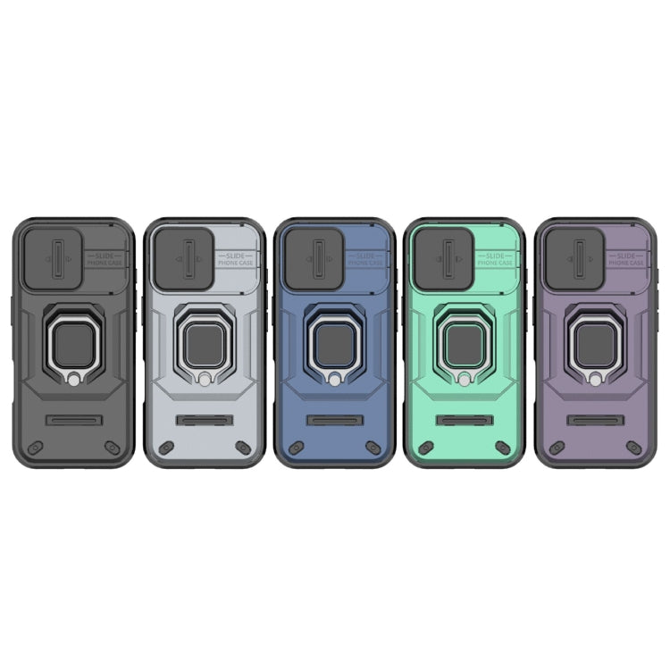 For iPhone 16 Pro Sliding Camshield TPU + PC Shockproof Phone Case with Holder(Grey) - iPhone 16 Pro Cases by PMC TechLife | Online Shopping South Africa | PMC TechLife | Buy Now Pay Later Mobicred