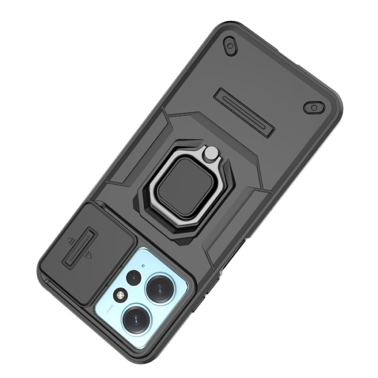 For Xiaomi Redmi Note 12 4G Global Sliding Camshield TPU + PC Shockproof Phone Case with Holder(Purple) - Xiaomi Cases by PMC TechLife | Online Shopping South Africa | PMC TechLife | Buy Now Pay Later Mobicred