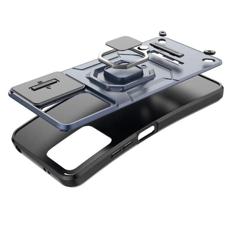 For Xiaomi Redmi Note 12 Pro+ 5G Global Sliding Camshield TPU + PC Shockproof Phone Case with Holder(Blue) - Xiaomi Cases by PMC TechLife | Online Shopping South Africa | PMC TechLife | Buy Now Pay Later Mobicred