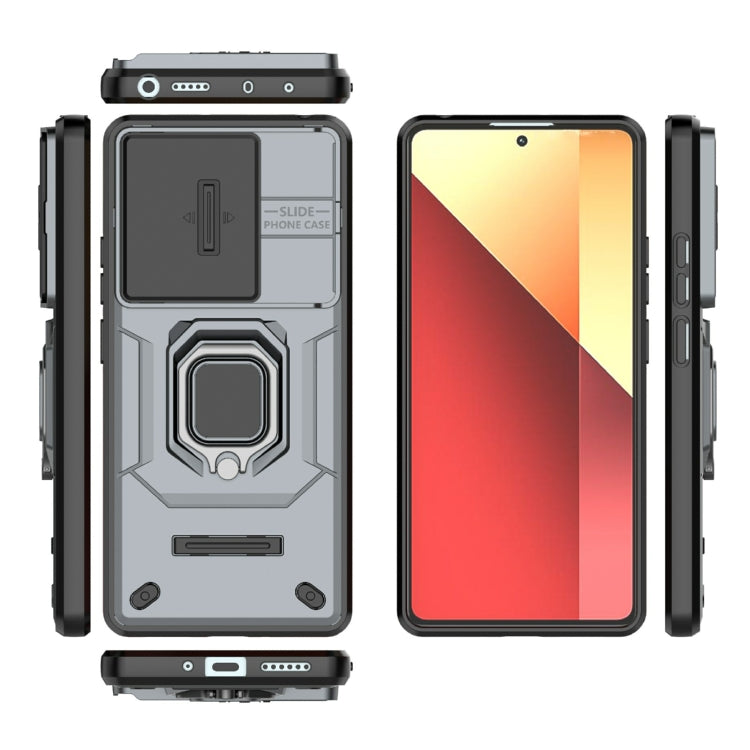 For Xiaomi Redmi Note 13 Pro 4G Global Sliding Camshield TPU + PC Shockproof Phone Case with Holder(Grey) - Note 13 Pro Cases by PMC Jewellery | Online Shopping South Africa | PMC Jewellery | Buy Now Pay Later Mobicred