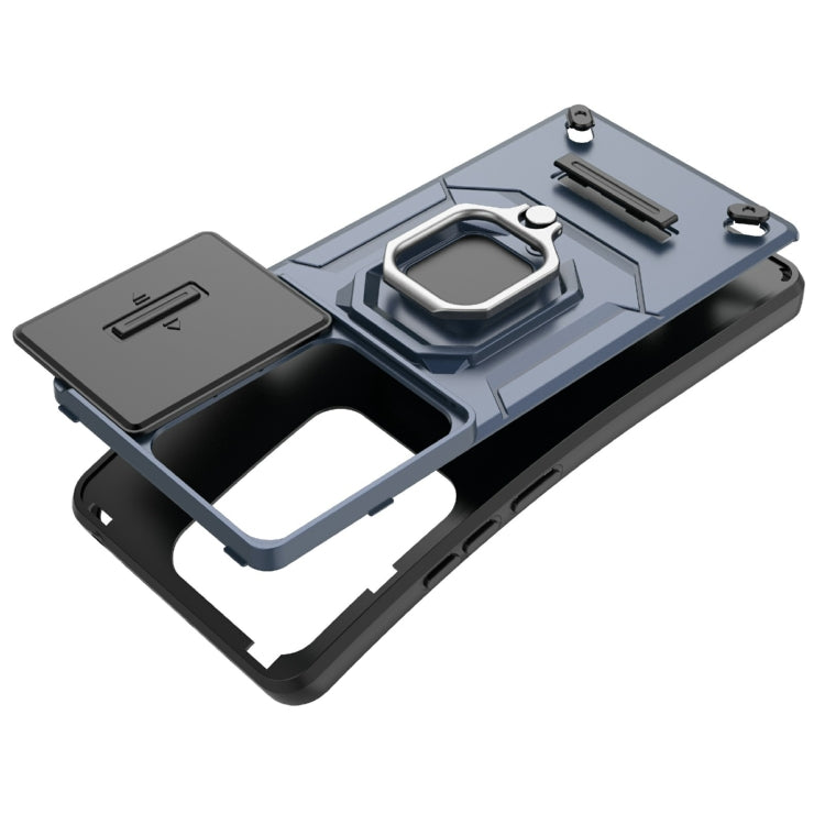 For Xiaomi Redmi Note 13 Pro 4G Global Sliding Camshield TPU + PC Shockproof Phone Case with Holder(Grey) - Note 13 Pro Cases by PMC TechLife | Online Shopping South Africa | PMC TechLife | Buy Now Pay Later Mobicred