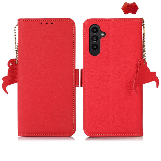 For Samsung Galaxy S24 Side-Magnetic TJ Genuine Leather RFID Phone Case(Red) - Galaxy Phone Cases by PMC Jewellery | Online Shopping South Africa | PMC Jewellery | Buy Now Pay Later Mobicred