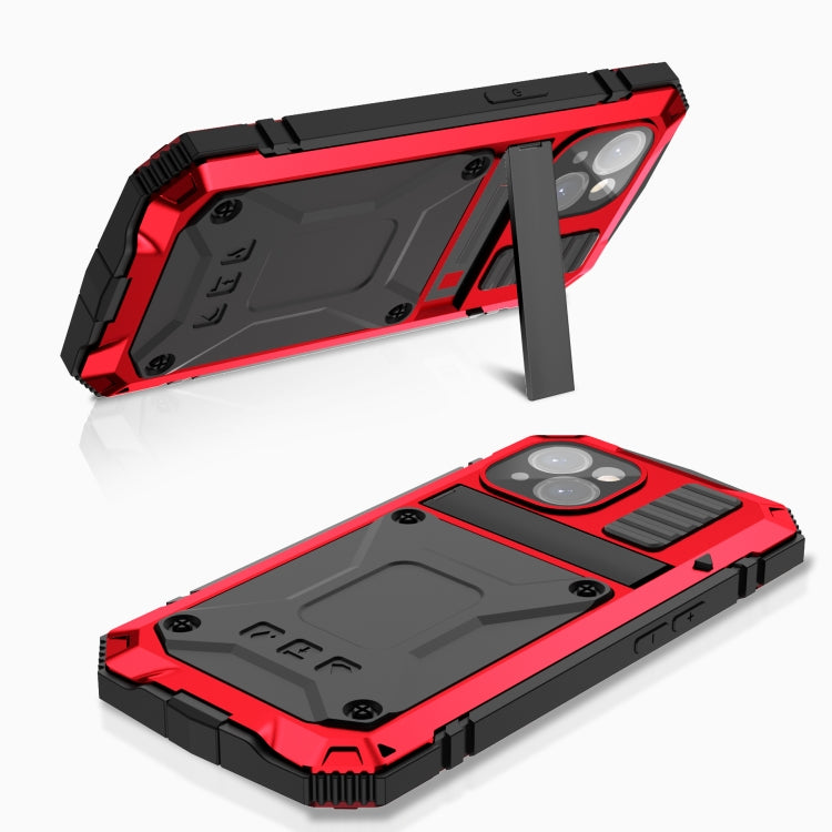 For iPhone 15 R-JUST Shockproof Life Waterproof Dust-proof Metal + Silicone Phone Case with Holder(Red) - iPhone 15 Cases by R-JUST | Online Shopping South Africa | PMC Jewellery