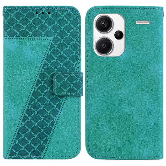 For Xiaomi Redmi Note 13 Pro+ 5G 7-shaped Embossed Leather Phone Case(Green) - Note 13 Pro+ Cases by PMC Jewellery | Online Shopping South Africa | PMC Jewellery | Buy Now Pay Later Mobicred