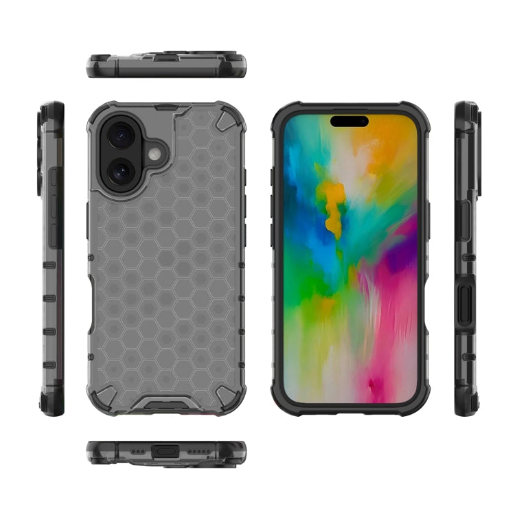 For iPhone 16 Honeycomb Shockproof Phone Case(Black) - iPhone 16 Cases by PMC TechLife | Online Shopping South Africa | PMC TechLife | Buy Now Pay Later Mobicred