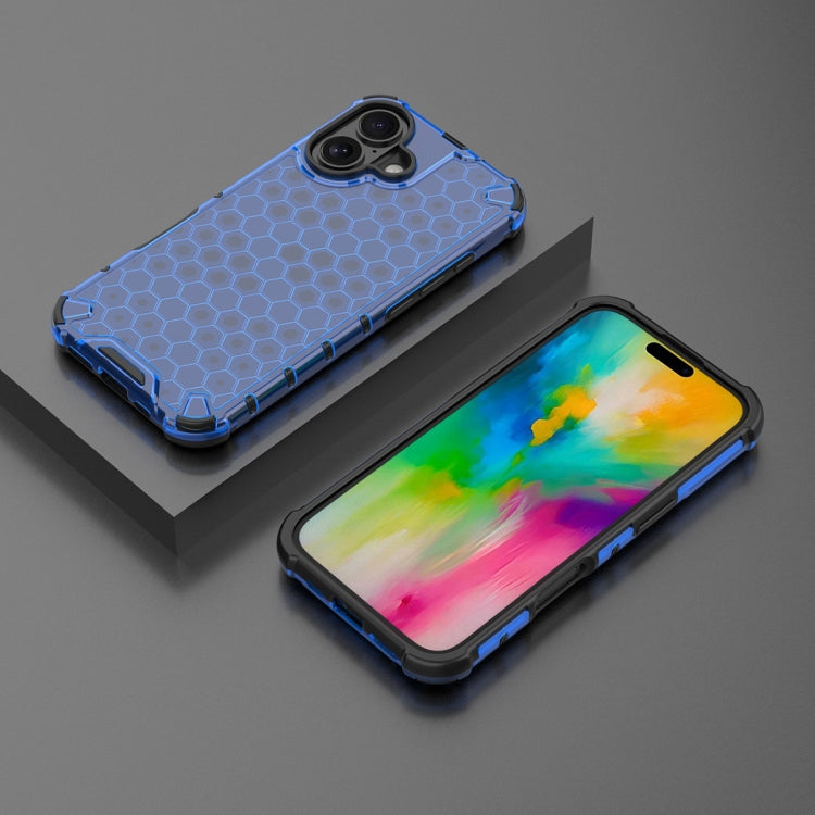 For iPhone 16 Honeycomb Shockproof Phone Case(Blue) - iPhone 16 Cases by PMC TechLife | Online Shopping South Africa | PMC TechLife | Buy Now Pay Later Mobicred