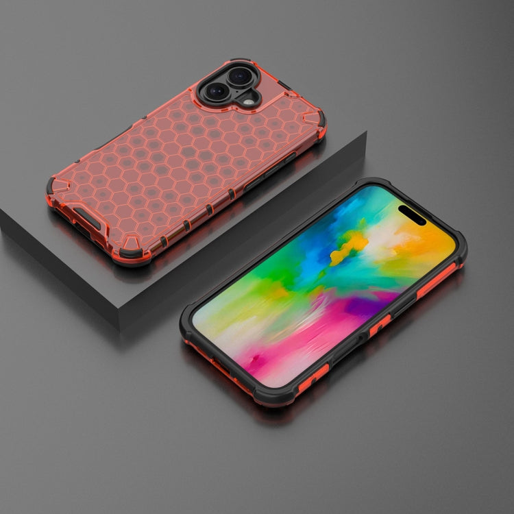 For iPhone 16 Honeycomb Shockproof Phone Case(Red) - iPhone 16 Cases by PMC TechLife | Online Shopping South Africa | PMC TechLife | Buy Now Pay Later Mobicred