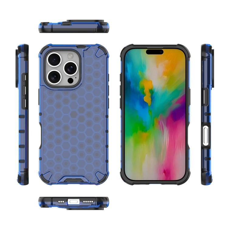 For iPhone 16 Pro Honeycomb Shockproof Phone Case(Blue) - iPhone 16 Pro Cases by PMC TechLife | Online Shopping South Africa | PMC TechLife | Buy Now Pay Later Mobicred