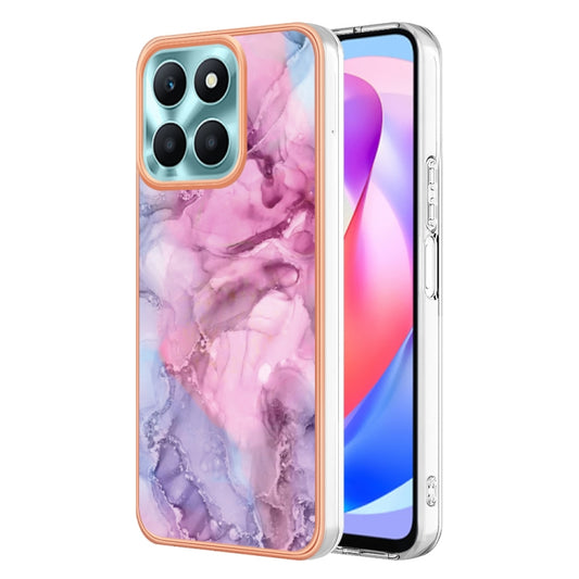 For Honor X6a Electroplating Marble Dual-side IMD Phone Case(Pink 013) - Honor Cases by PMC Jewellery | Online Shopping South Africa | PMC Jewellery