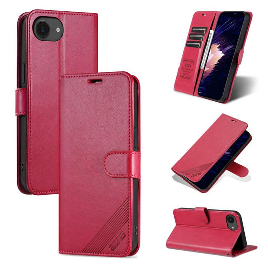 For iPhone 16e AZNS Sheepskin Texture Flip Leather Phone Case(Red) - iPhone 16e Cases by AZNS | Online Shopping South Africa | PMC Jewellery | Buy Now Pay Later Mobicred