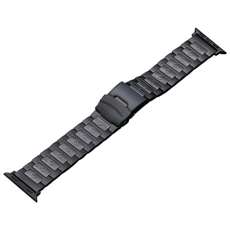 For Apple Watch Ultra 49mm Safety Buckle Titanium Steel Watch Band(Black) - Watch Bands by PMC Jewellery | Online Shopping South Africa | PMC Jewellery