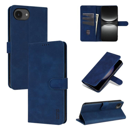 For iPhone 16e AZNS Skin Feel Calf Texture Flip Leather Phone Case(Blue) - iPhone 16e Cases by AZNS | Online Shopping South Africa | PMC Jewellery | Buy Now Pay Later Mobicred