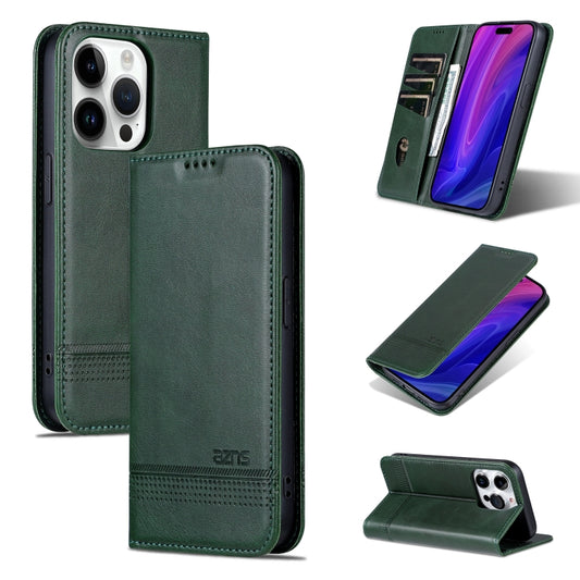 For iPhone 16 Pro AZNS Magnetic Calf Texture Flip Leather Phone Case(Dark Green) - iPhone 16 Pro Cases by AZNS | Online Shopping South Africa | PMC Jewellery | Buy Now Pay Later Mobicred