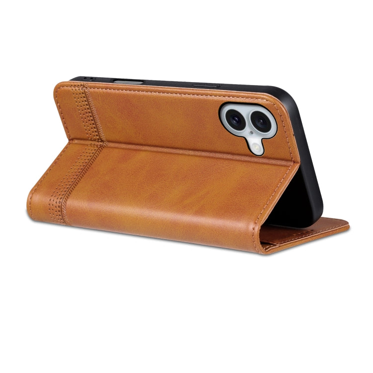 For iPhone 16 Plus AZNS Magnetic Calf Texture Flip Leather Phone Case(Light Brown) - iPhone 16 Plus Cases by AZNS | Online Shopping South Africa | PMC Jewellery | Buy Now Pay Later Mobicred