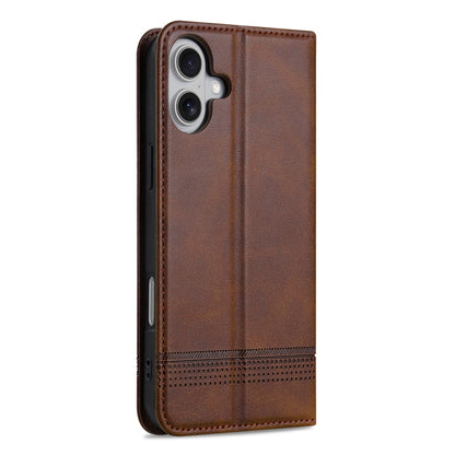 For iPhone 16 Plus AZNS Magnetic Calf Texture Flip Leather Phone Case(Dark Brown) - iPhone 16 Plus Cases by AZNS | Online Shopping South Africa | PMC Jewellery | Buy Now Pay Later Mobicred