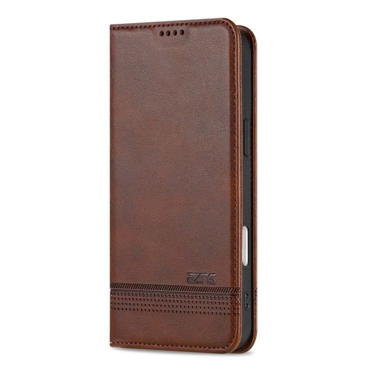 For iPhone 16 AZNS Magnetic Calf Texture Flip Leather Phone Case(Dark Brown) - iPhone 16 Cases by AZNS | Online Shopping South Africa | PMC Jewellery | Buy Now Pay Later Mobicred