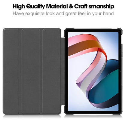 For Xiaomi Redmi Pad SE Custer Pure Color 3-Fold Holder Leather Tablet Case(Black) - More Tablet Cases by PMC Jewellery | Online Shopping South Africa | PMC Jewellery | Buy Now Pay Later Mobicred