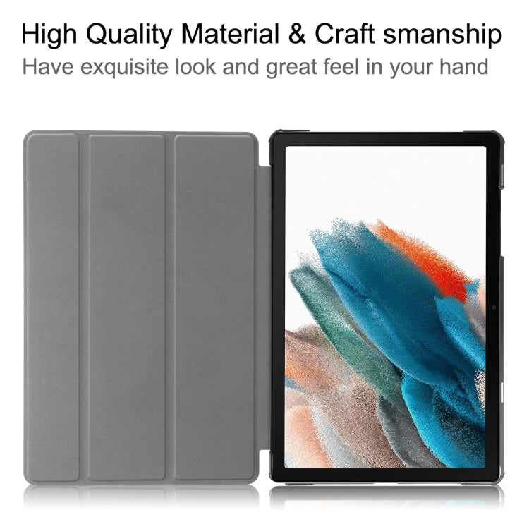 For Samsung Galaxy Tab A9 Custer Pure Color 3-Fold Holder Leather Tablet Case(Dark Green) - Others by PMC TechLife | Online Shopping South Africa | PMC TechLife | Buy Now Pay Later Mobicred